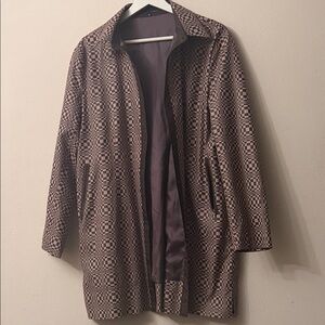 Checkerboard-Pattern Trench Coat in Brown and Mauve
XL but run small